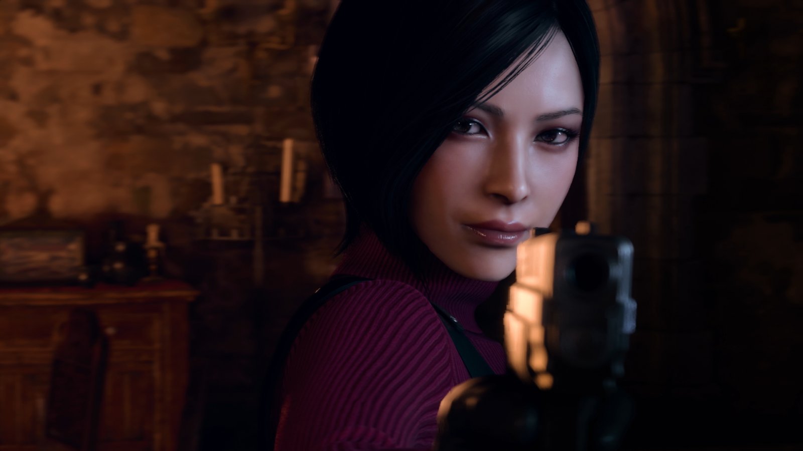 Un personaggio di Residen Evil 4 con una pistola in mano
