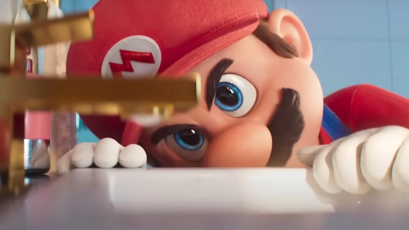 mario davanti a un lavandino in Super Mario Bros. - Il Film